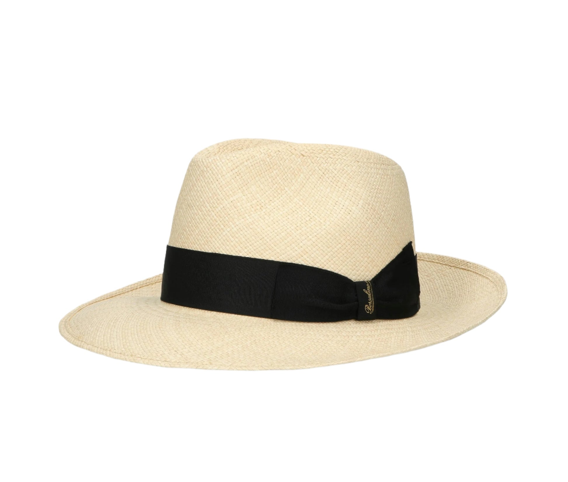 Borsalino Amadeo in Natural w/ Black Band Genuine Panama Straw Wide Brim Fedora Hat Made in Italy