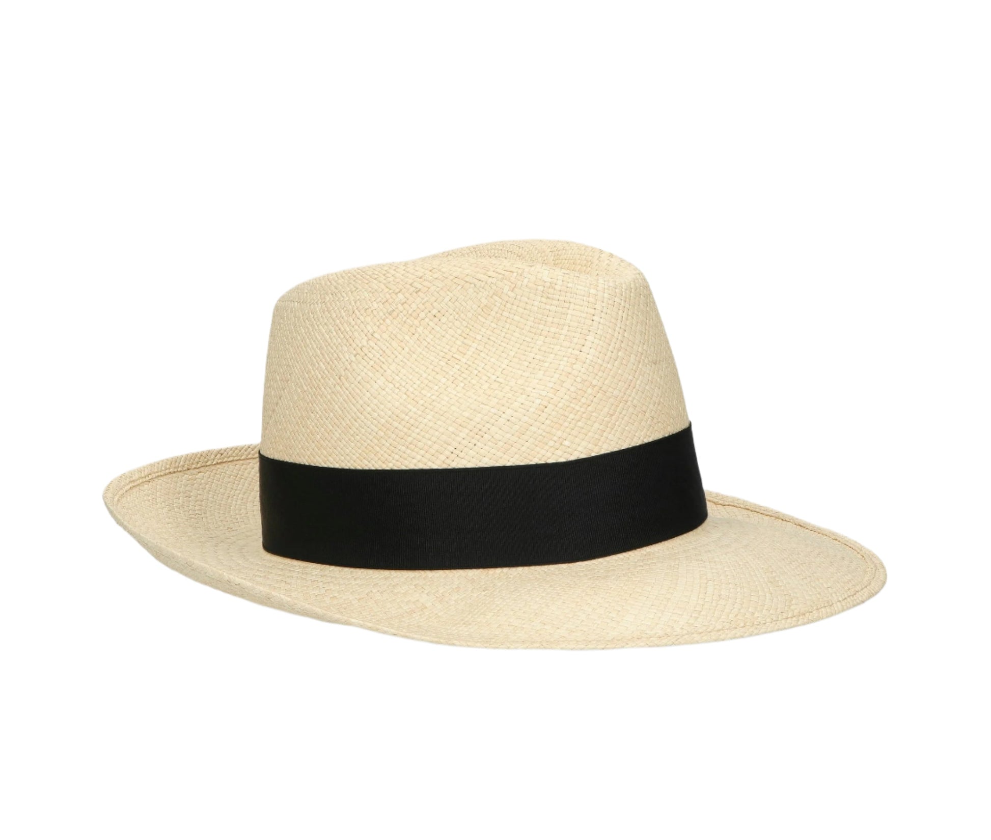 Borsalino Amadeo in Natural w/ Black Band Genuine Panama Straw Wide Brim Fedora Hat Made in Italy
